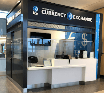 ICE Currency Exchange after security at Québec City Jean Lesage International Airport YQB departures area